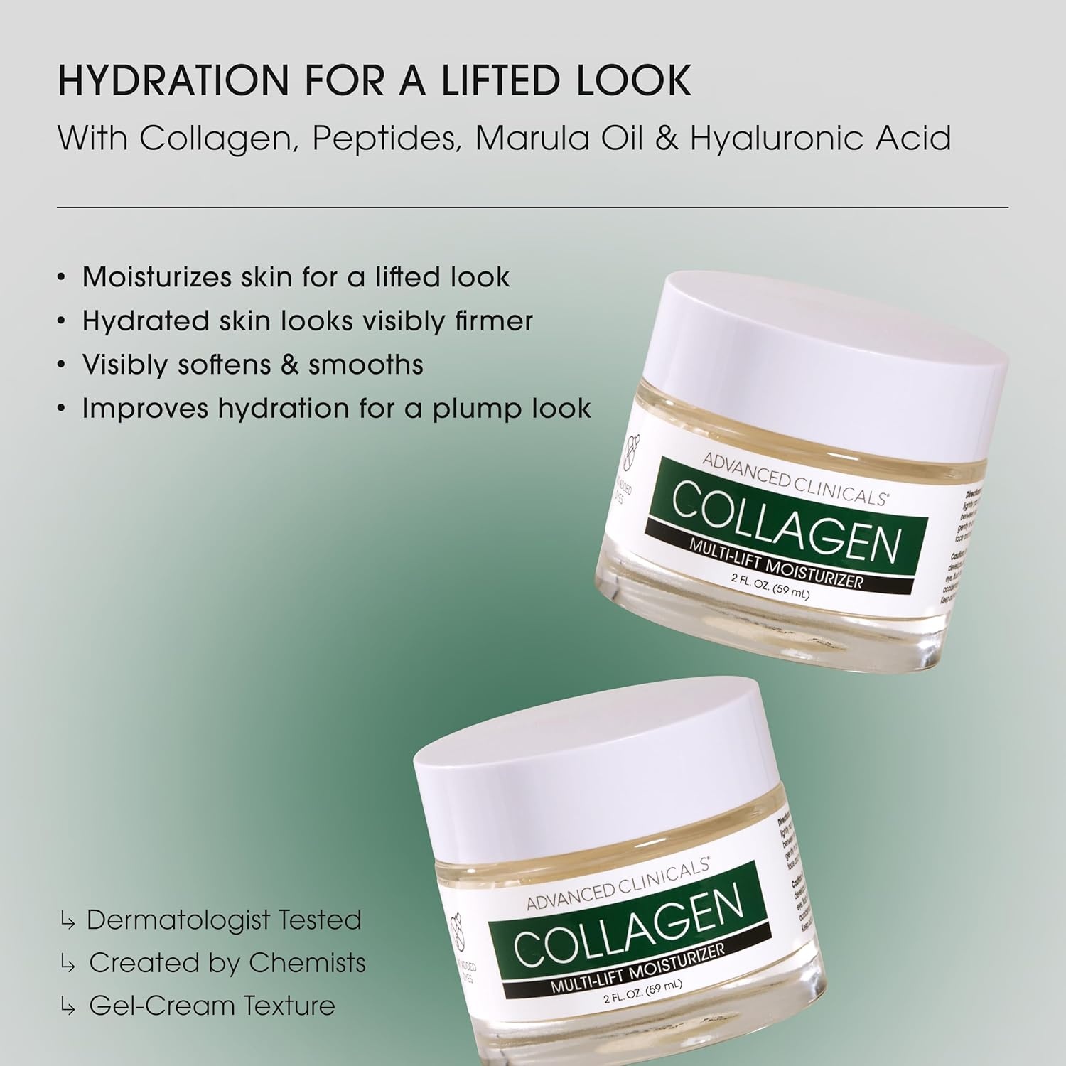 image:imageAdvanced Clinicals Hyaluronic Acid Face Moisturizer Gel Cream Hyaluronic Acid Body Cream 2pc Hydrating Skincare Set For Women amp Men To Reduce Appearance Of Dry Skin Wrinkles amp Fine Lines 2pc SetCollagen Face Cream