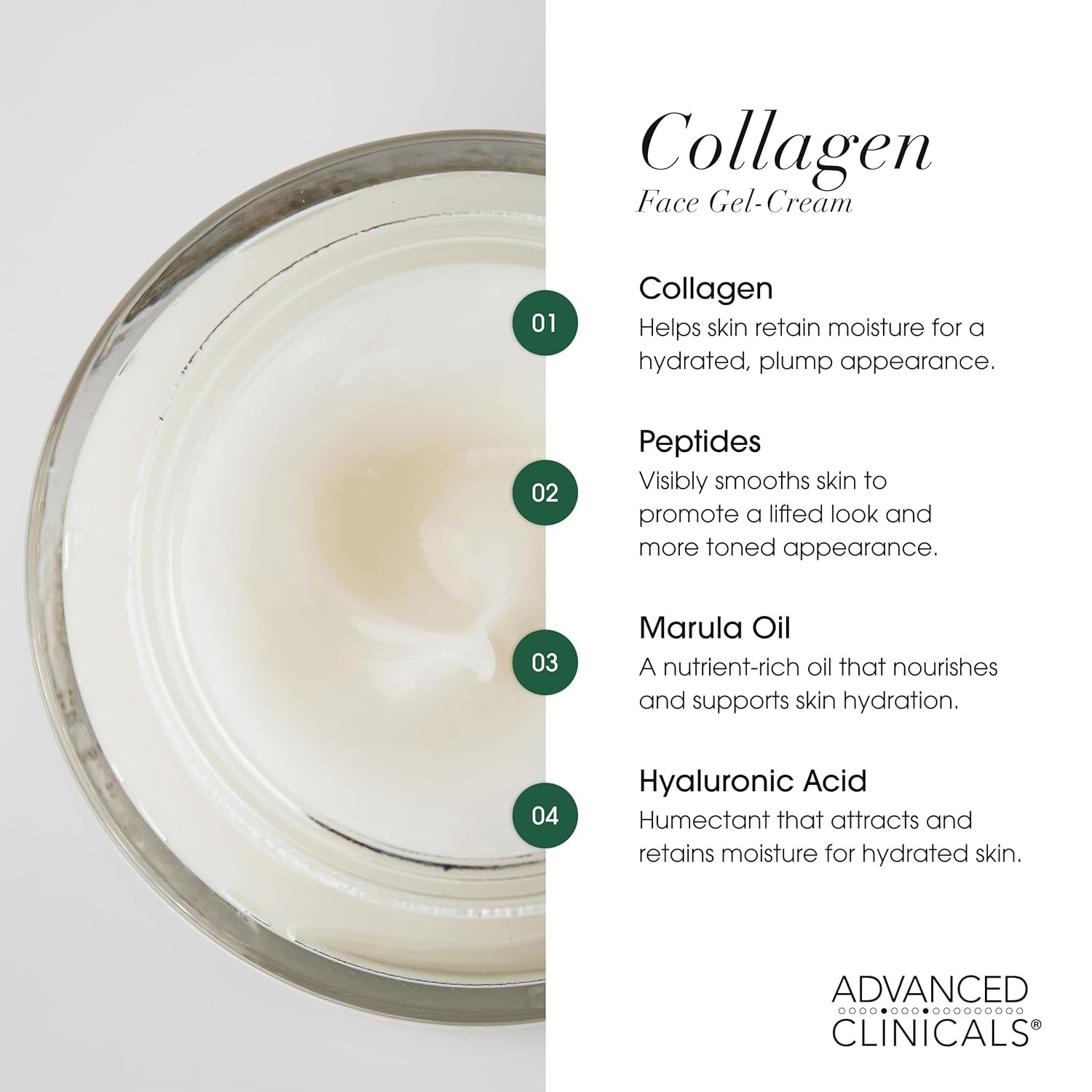 image:imageAdvanced Clinicals Hyaluronic Acid Face Moisturizer Gel Cream Hyaluronic Acid Body Cream 2pc Hydrating Skincare Set For Women amp Men To Reduce Appearance Of Dry Skin Wrinkles amp Fine Lines 2pc SetCollagen Face Cream