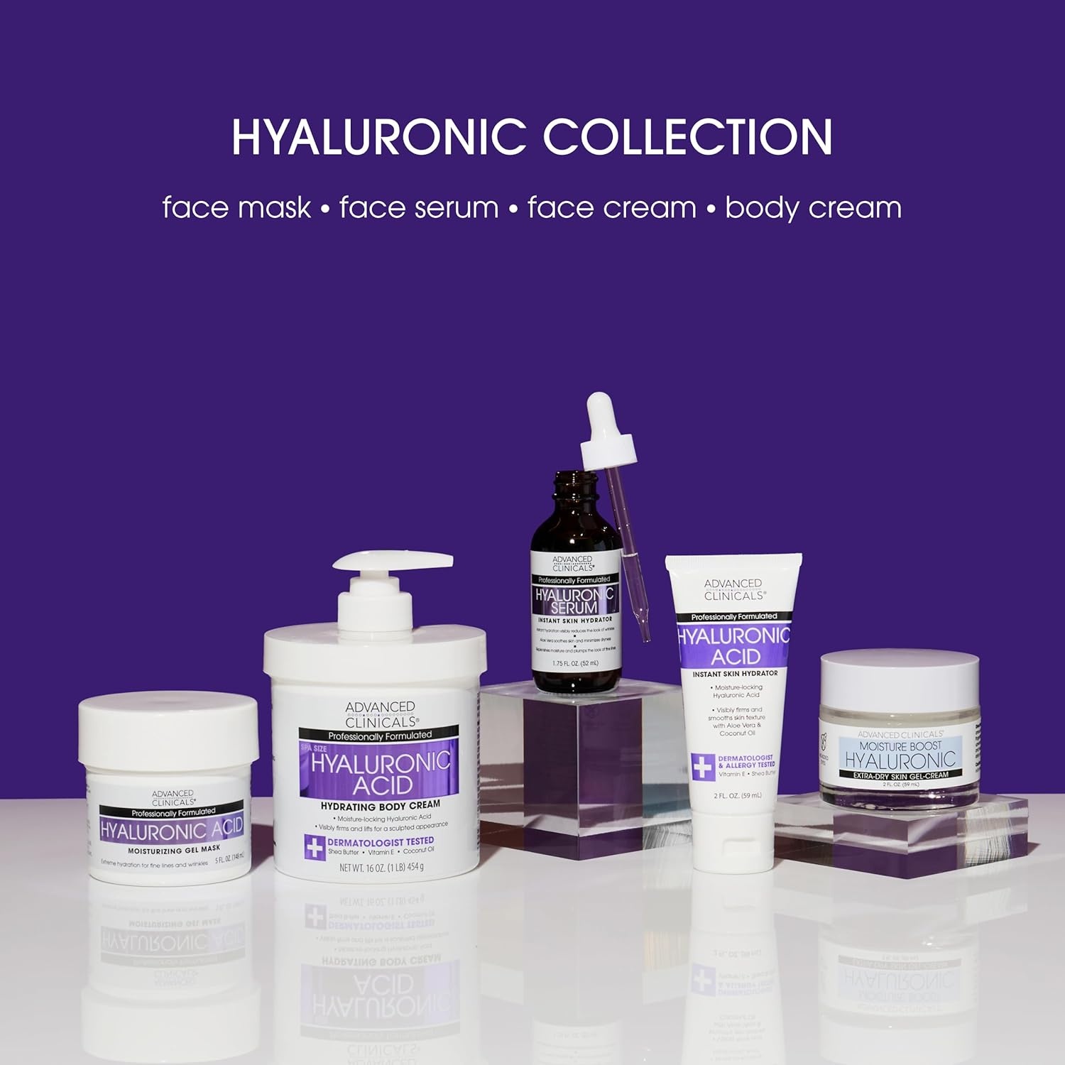 image:imageAdvanced Clinicals Hyaluronic Acid Face Moisturizer Gel Cream Hyaluronic Acid Body Cream 2pc Hydrating Skincare Set For Women amp Men To Reduce Appearance Of Dry Skin Wrinkles amp Fine Lines 2pc SetHyaluronic Acid Face Body Cream