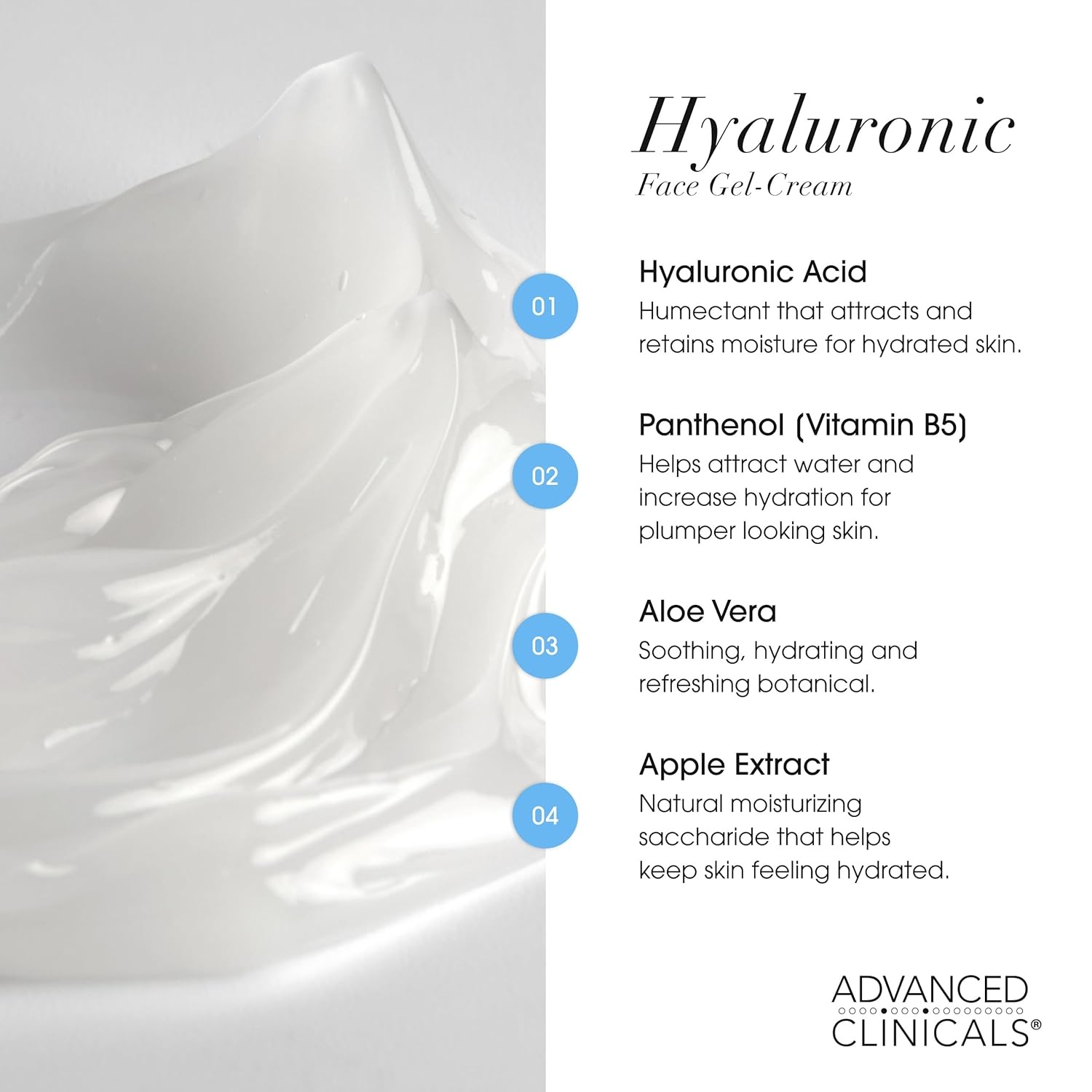 image:imageAdvanced Clinicals Hyaluronic Acid Face Moisturizer Gel Cream Hyaluronic Acid Body Cream 2pc Hydrating Skincare Set For Women amp Men To Reduce Appearance Of Dry Skin Wrinkles amp Fine Lines 2pc SetHyaluronic Acid Facial Cream