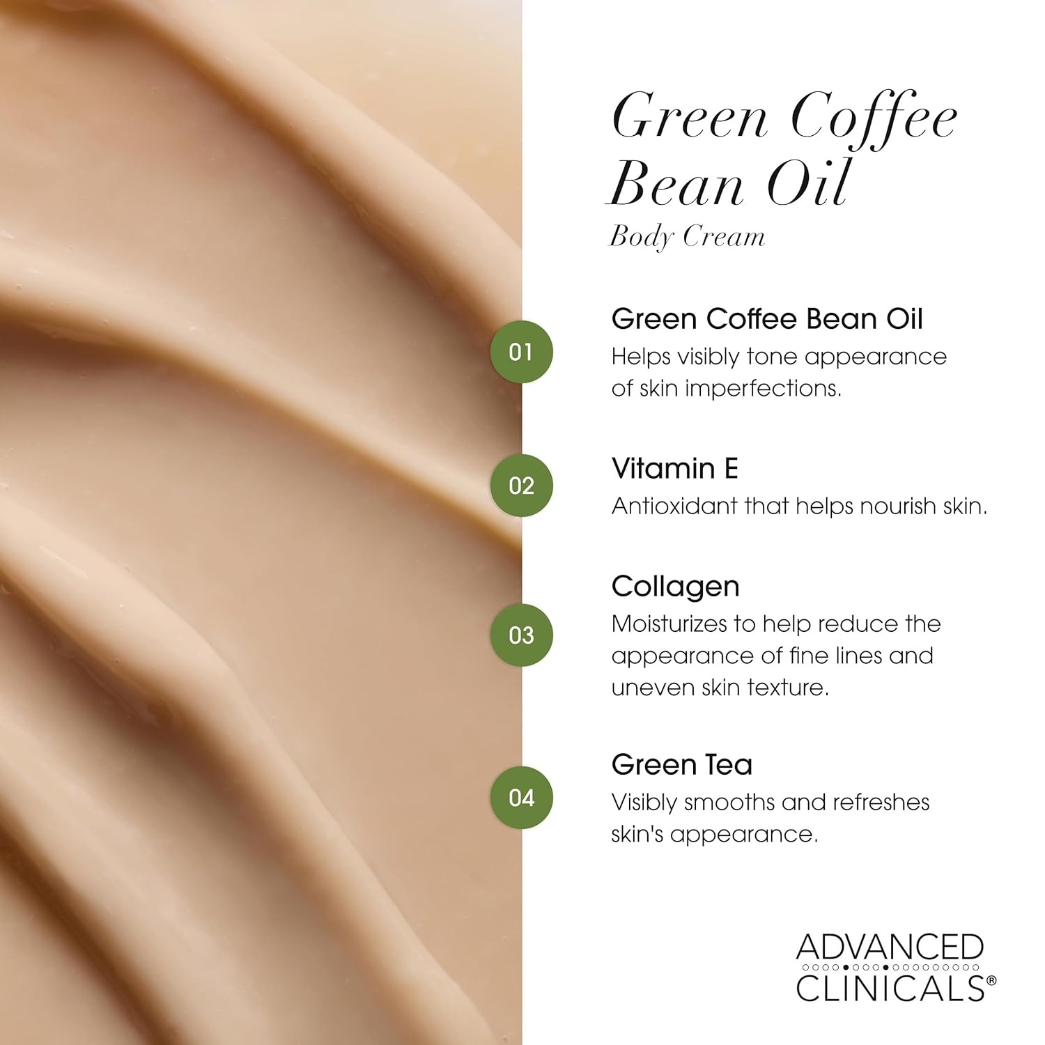 image:imageAdvanced Clinicals Hyaluronic Acid Moisturizer Fragrance Free Collagen Cream Face Moisturizer amp Body Lotion 2pc Skincare Set For Women amp Men Helps Reduce Appearance Of Crepey Skin amp Dry Skin 2pcCollagen Green Coffee Bean Cream