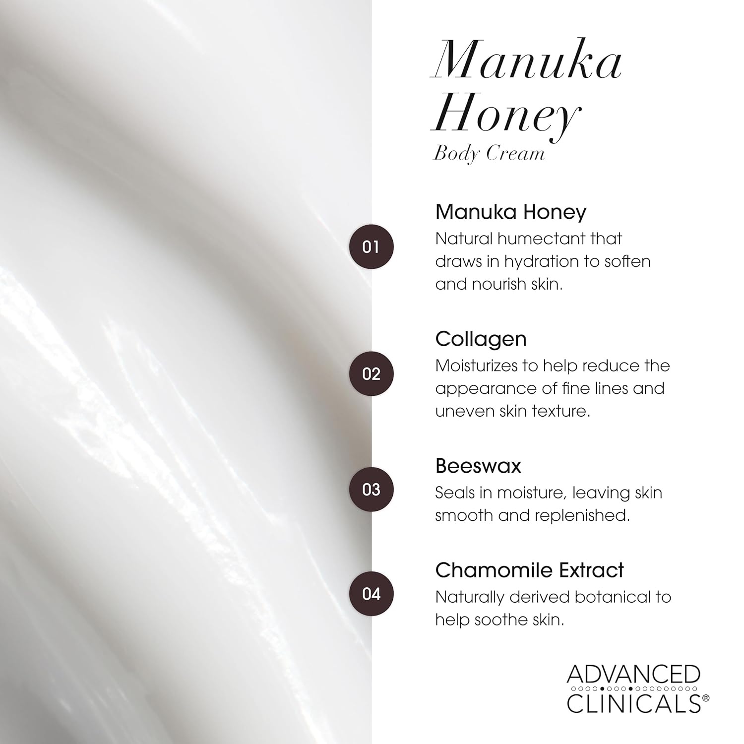 image:imageAdvanced Clinicals Hyaluronic Acid Moisturizer Fragrance Free Collagen Cream Face Moisturizer amp Body Lotion 2pc Skincare Set For Women amp Men Helps Reduce Appearance Of Crepey Skin amp Dry Skin 2pc1 Manuka Honey Restore Hydrate Cream
