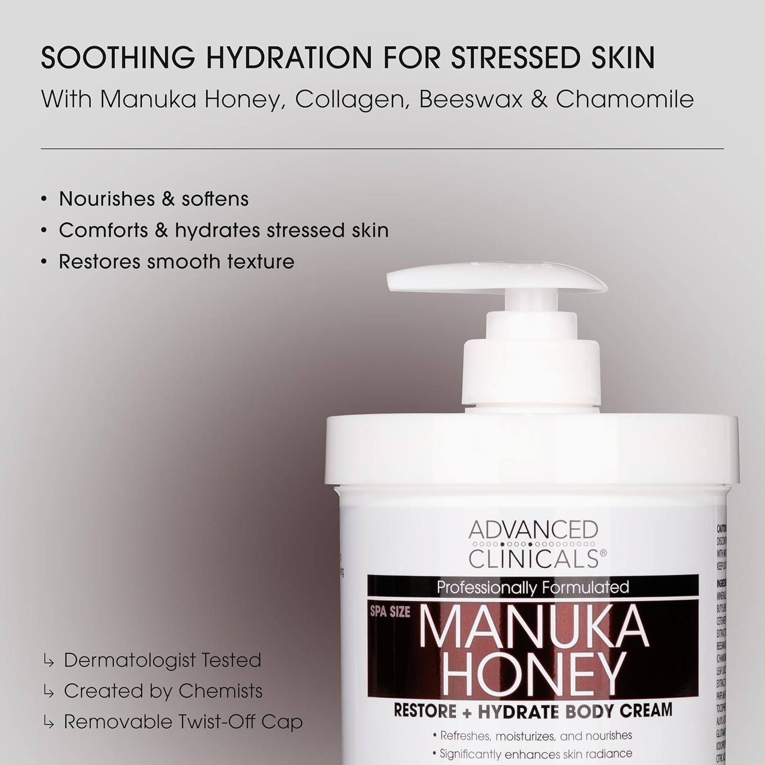 image:imageAdvanced Clinicals Hyaluronic Acid Moisturizer Fragrance Free Collagen Cream Face Moisturizer amp Body Lotion 2pc Skincare Set For Women amp Men Helps Reduce Appearance Of Crepey Skin amp Dry Skin 2pc1 Manuka Honey Restore Hydrate Cream