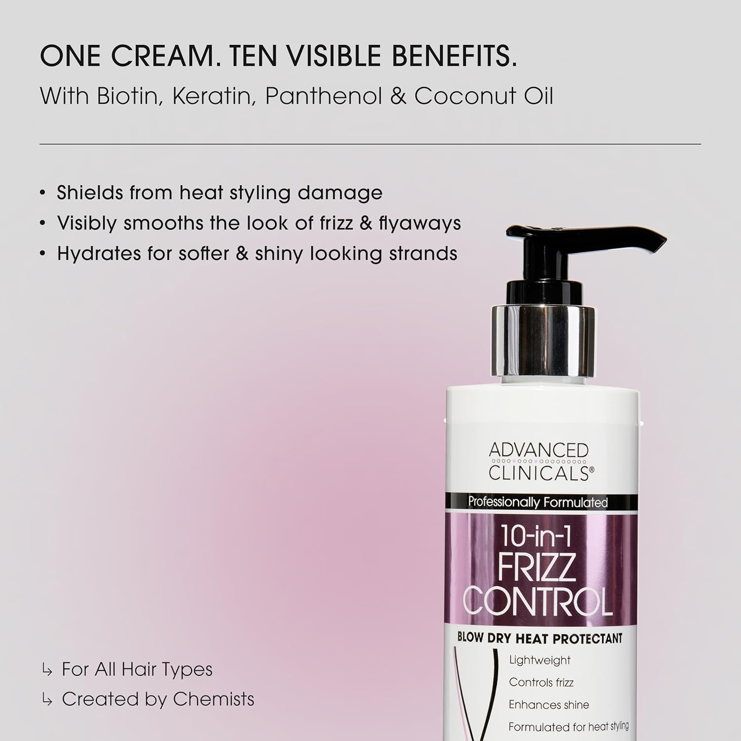 image:imageAdvanced Clinicals 10in1 AntiFrizz Hydrating Heat Protectant Hair Cream Coconut amp Bamboo Strengthen Detangle amp Smooth Dry Damaged Hair DEA Paraben SulfateFree Color Safe 75 Fl Oz10in1 AntiFrizz Hair Cream