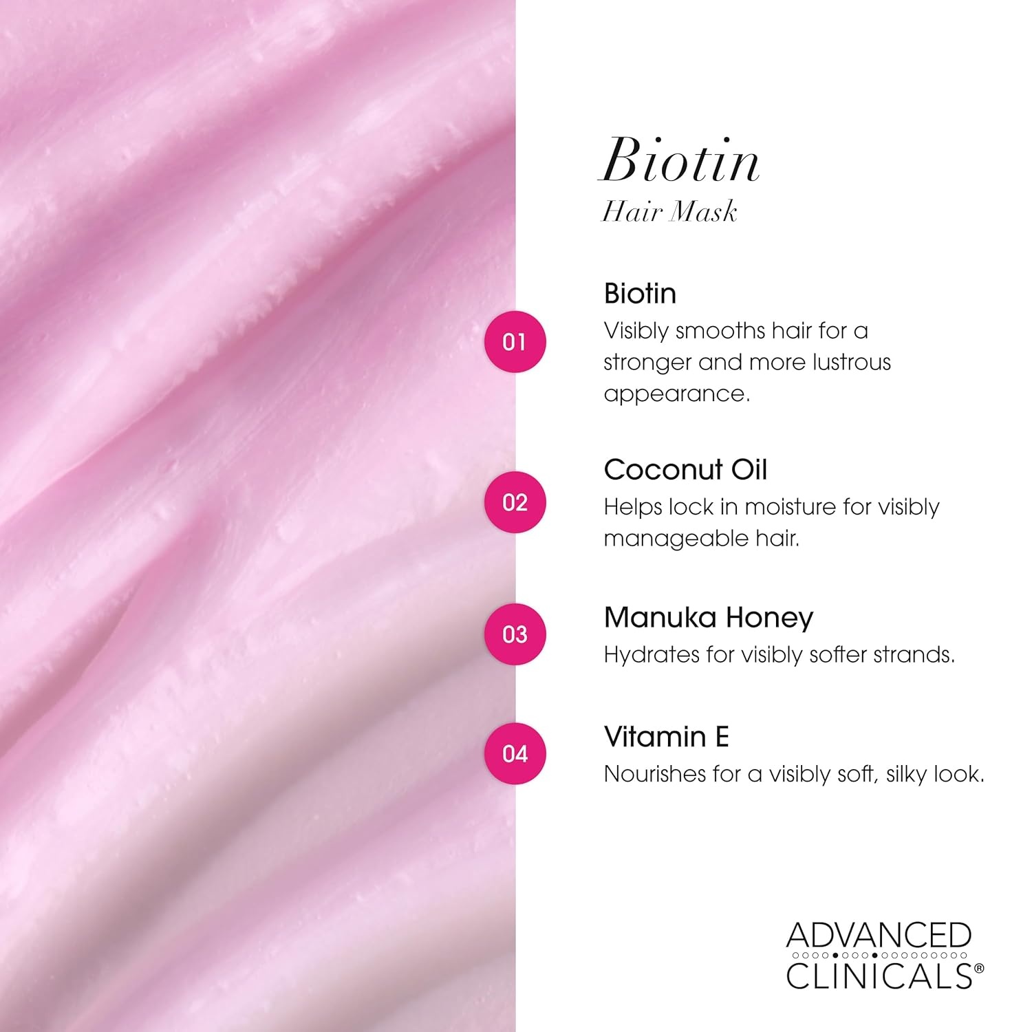 image:imageAdvanced Clinicals Biotin Hair Treatment AntiBreakage Repair Hair Mask Strengthen Broken ColorTreated Hair WRepairing Deep Conditioner Manuka Honey amp Caffeine Hydrating Mask Restores Weak HairBiotin AntiBreakage Hair Mask