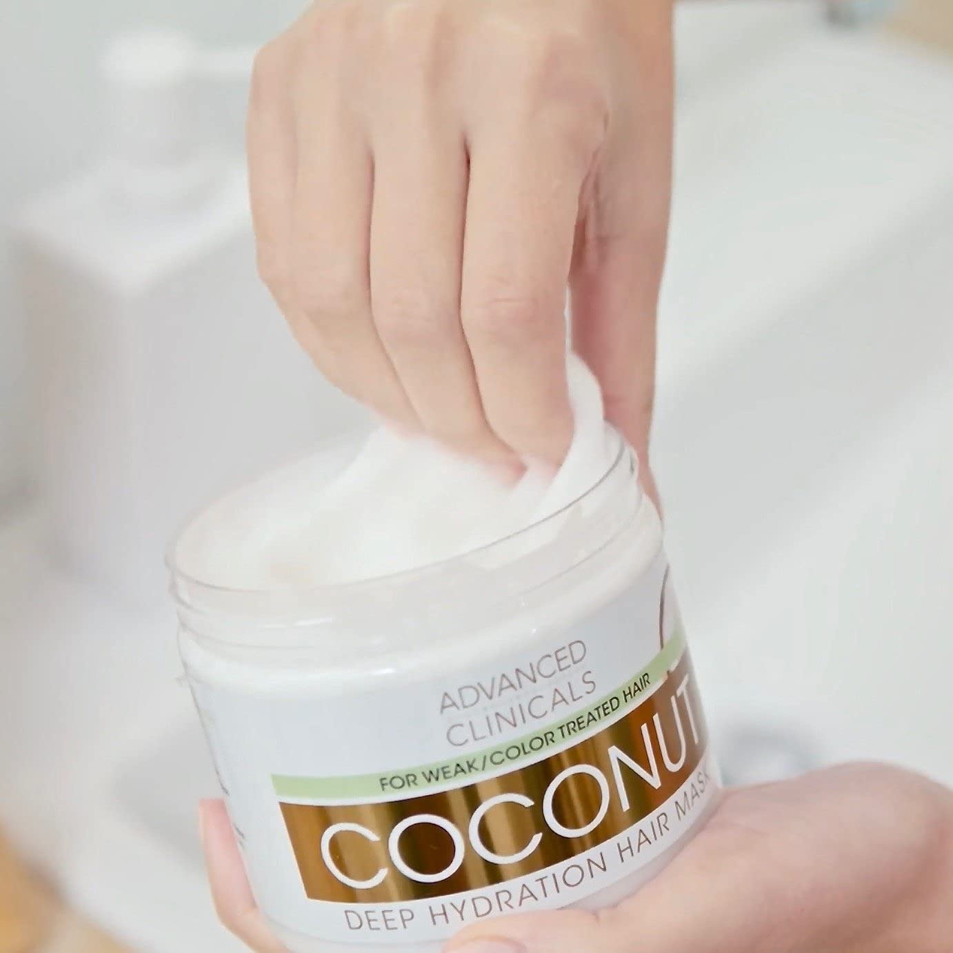 image:imageAdvanced Clinicals Coconut Oil Hair Mask Treatment Deep Hydration Hair Repair Mask Conditioner To Strengthen Dry ColorTreated Weak Hair amp Boost Hair Growth WShea Butter amp Kelp 12 Fl Oz