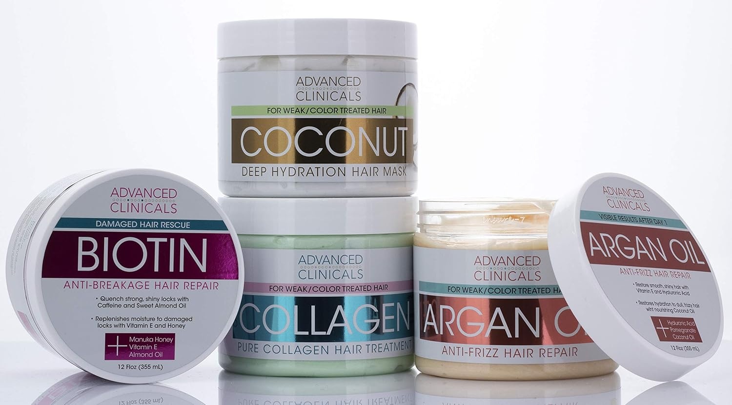 image:imageAdvanced Clinicals Coconut Oil Hair Mask Treatment Deep Hydration Hair Repair Mask Conditioner To Strengthen Dry ColorTreated Weak Hair amp Boost Hair Growth WShea Butter amp Kelp 12 Fl Oz