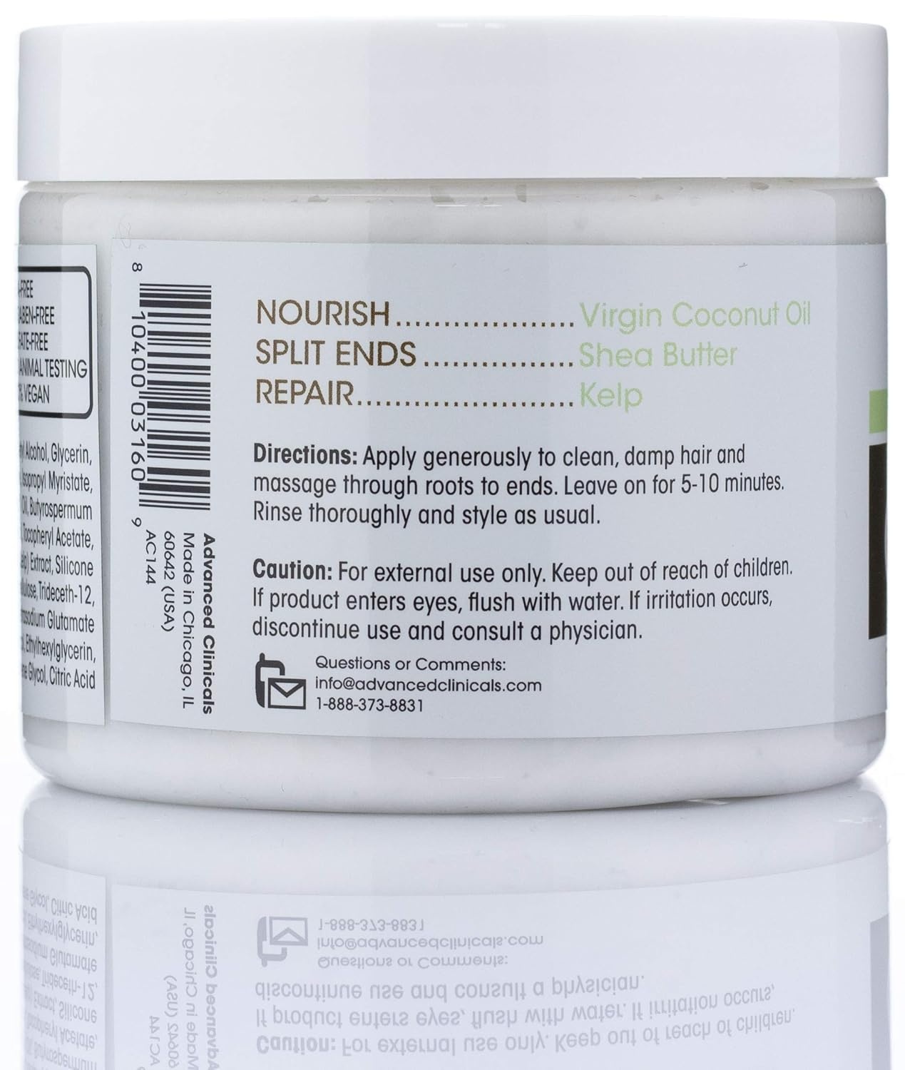 image:imageAdvanced Clinicals Coconut Oil Hair Mask Treatment Deep Hydration Hair Repair Mask Conditioner To Strengthen Dry ColorTreated Weak Hair amp Boost Hair Growth WShea Butter amp Kelp 12 Fl Oz