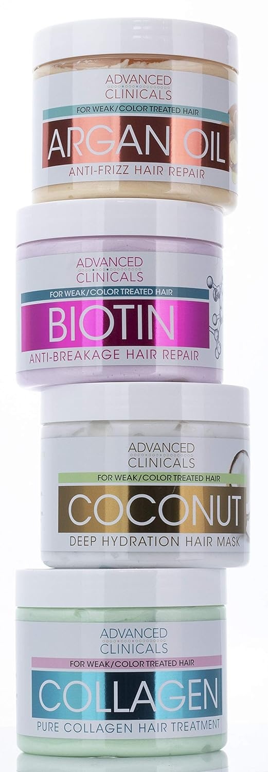 image:imageAdvanced Clinicals Collagen Hair Mask Treatment Deep Protein Conditioner To Strengthen ColorTreated Hair Fortifying Hair Repair Mask WQuinoa amp Coconut Oil Restores Weak Hair Large 12 Fl Oz