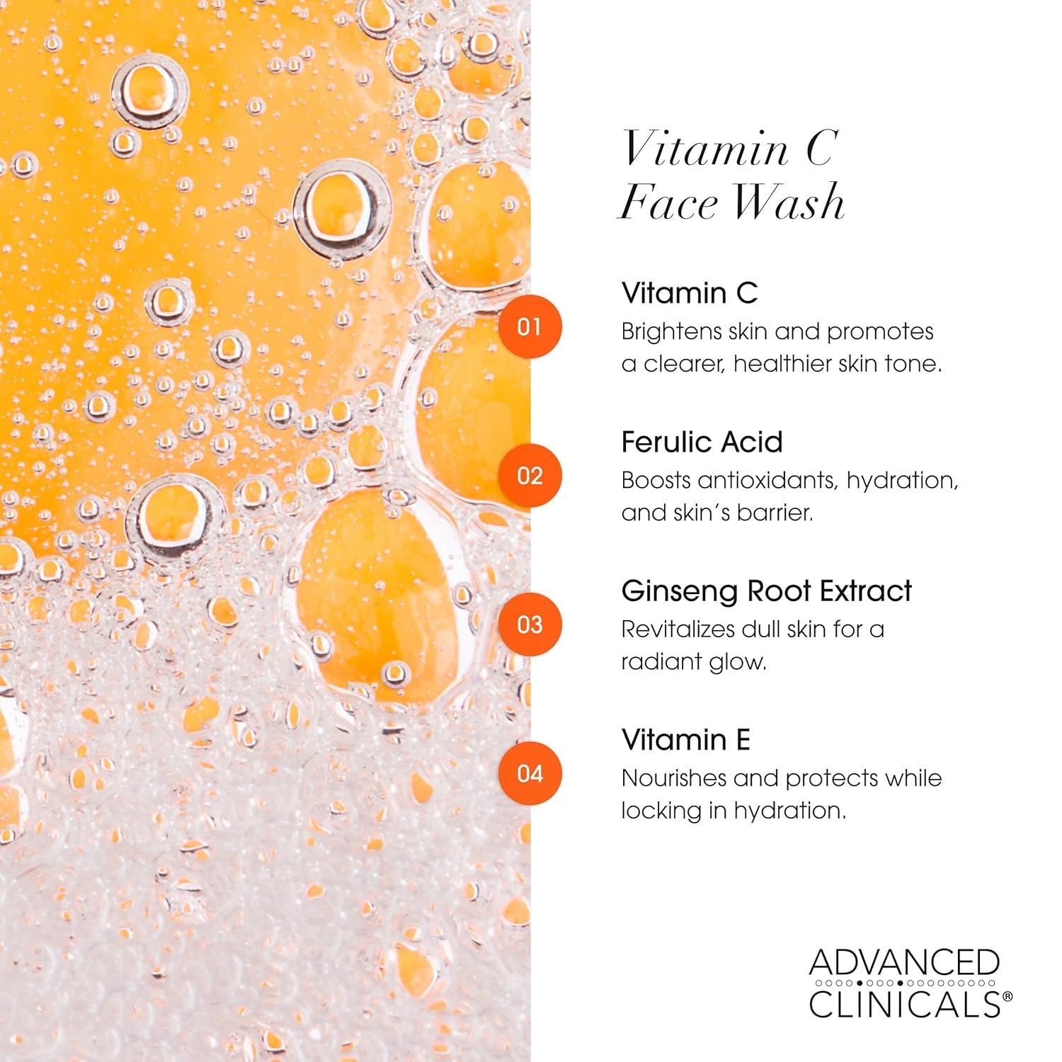 image:imageAdvanced Clinicals Gentle Vitamin C Face Wash For Women amp Men Citrus Scented Gel Facial Cleanser Soap Aloe Vera Ferulic Acid Hydrating Foaming Wash For Cleansing Dirt amp Oil Large 1175 Fl OzVitamin C Face Wash Glycolic Acid Wash Set
