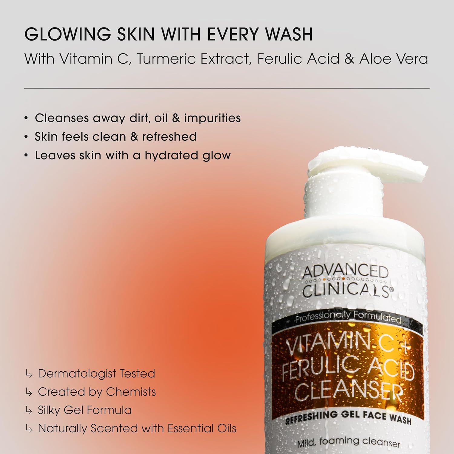 image:imageAdvanced Clinicals Gentle Vitamin C Face Wash For Women amp Men Citrus Scented Gel Facial Cleanser Soap Aloe Vera Ferulic Acid Hydrating Foaming Wash For Cleansing Dirt amp Oil Large 1175 Fl OzVitamin C Face Wash Glycolic Acid Wash Set