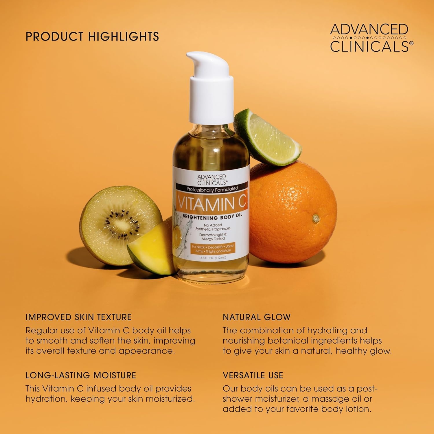image:imageAdvanced Clinicals Hydrating Collagen Oil For Body amp After Shower Visible Anti Aging Moisturizing Collagen Body Oil For Women amp Men Helps Soften Appearance Of Crepe Skin amp Wrinkles 38 Fl OzVitamin C Brightening Body Oil