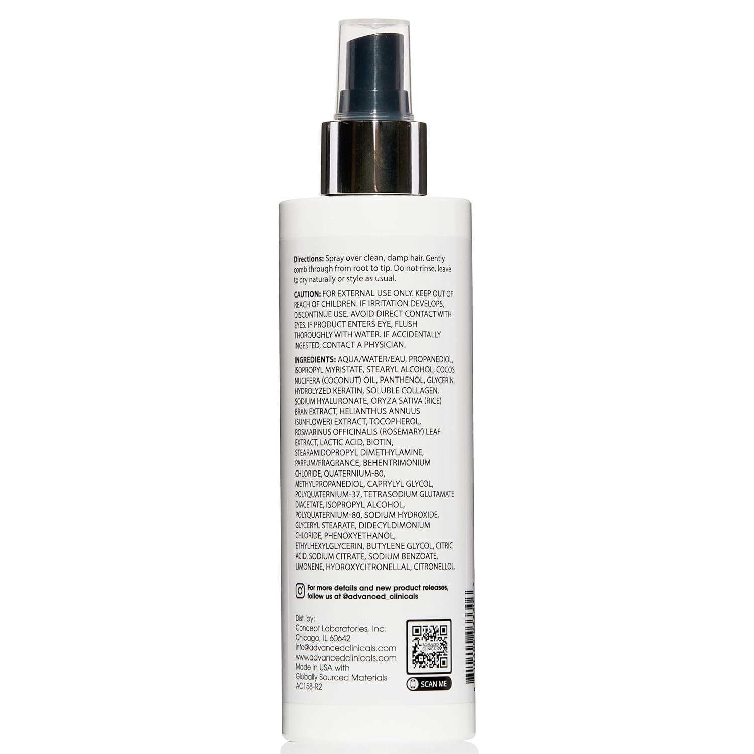 image:imageAdvanced Clinicals Keratin Detangler Spray Detangling Hair Spray for Strong Shiny Hair Lightweight Leavein Conditioner with Amino Acids Vitamin B5 Olive Oil Softens and Nourishes Hair 8 Fl Oz