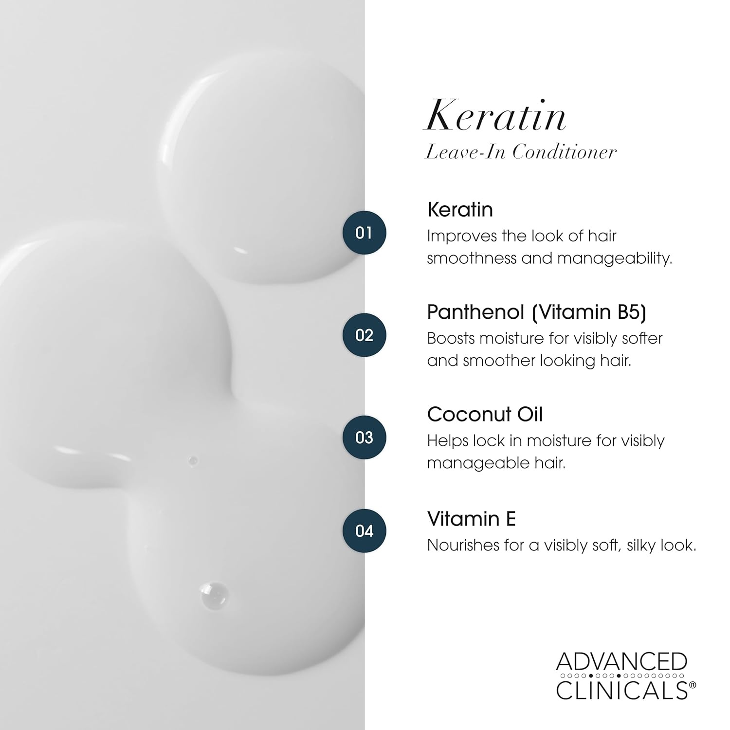 image:imageAdvanced Clinicals Keratin Detangler Spray Detangling Hair Spray for Strong Shiny Hair Lightweight Leavein Conditioner with Amino Acids Vitamin B5 Olive Oil Softens and Nourishes Hair 8 Fl Oz