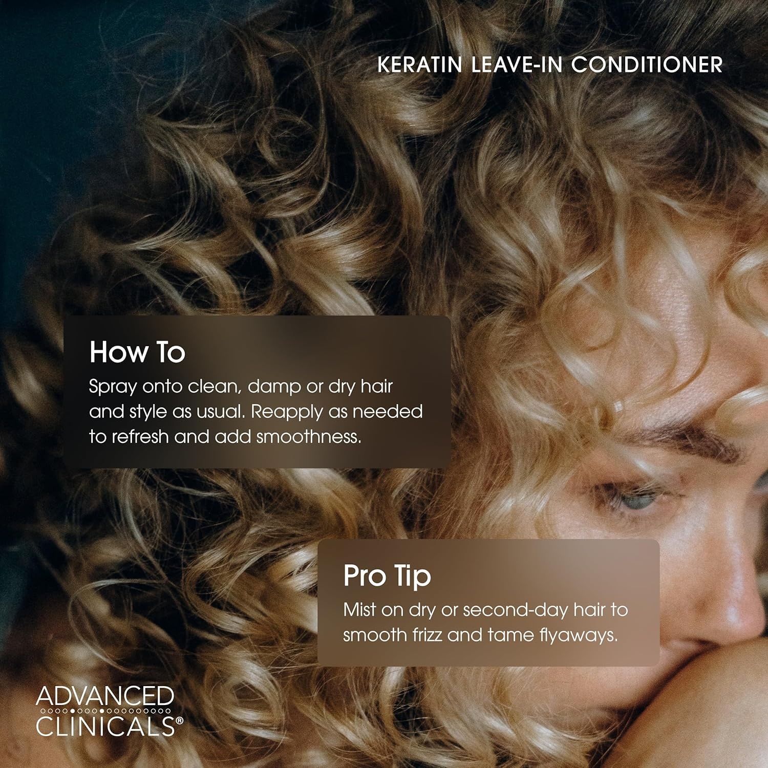 image:imageAdvanced Clinicals Keratin Detangler Spray Detangling Hair Spray for Strong Shiny Hair Lightweight Leavein Conditioner with Amino Acids Vitamin B5 Olive Oil Softens and Nourishes Hair 8 Fl Oz
