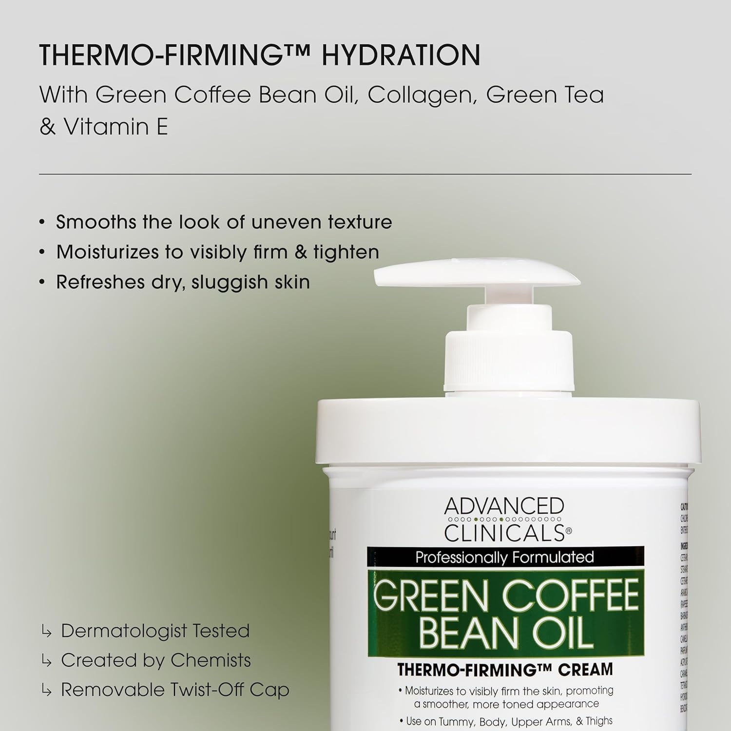 image:imageAdvanced Clinicals Retinol Body Lotion amp Face Moisturizer Anti Aging Skin Care Retinol Body Cream For Women amp Men Improves Appearance Of Fine Lines Wrinkles amp Look Of Crepey Skin WTravel SizeGreen Coffee Bean Oil ThermoFirming Cream
