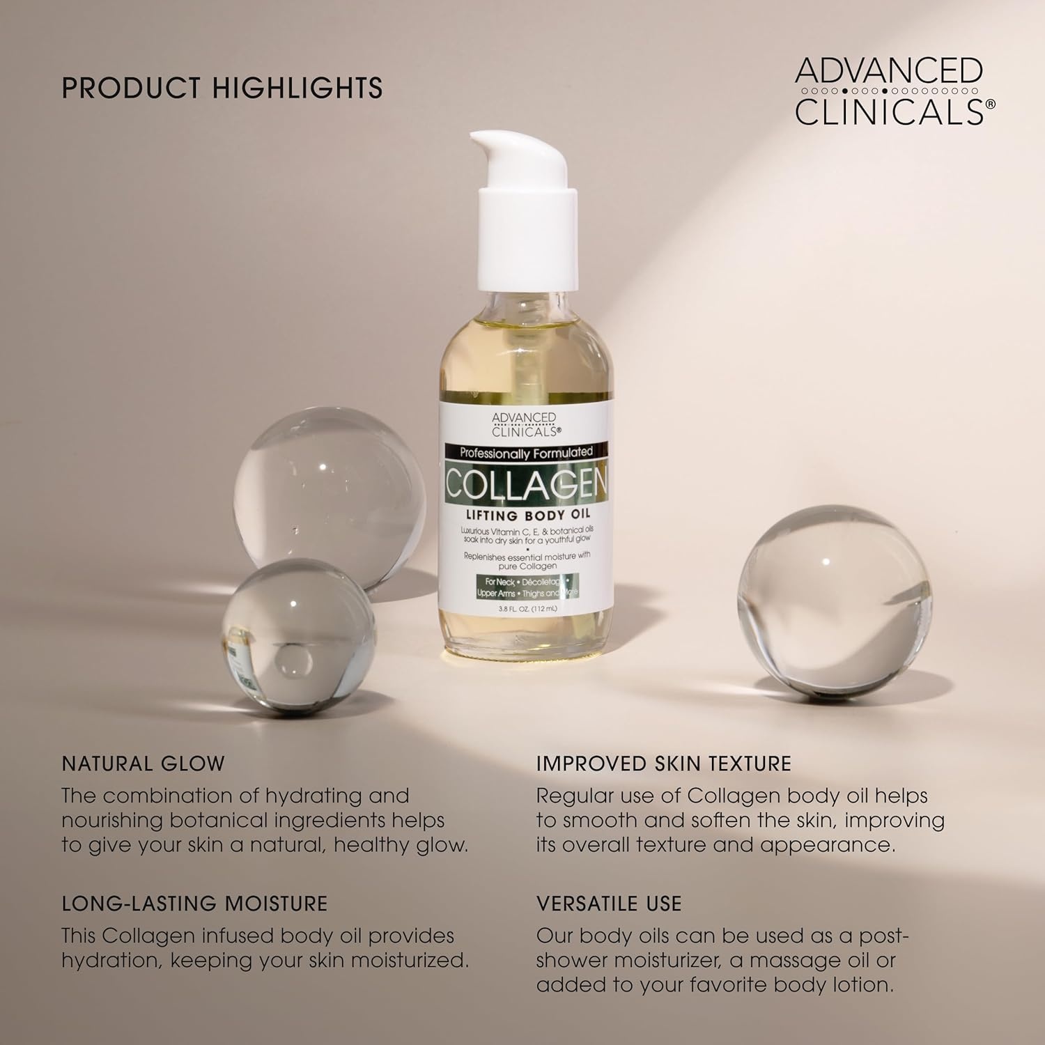 image:imageAdvanced Clinicals Retinol Body Lotion amp Face Moisturizer Visible Anti Aging Skin Care Retinol Body Cream For Women amp Men Targets Look Of Fine Lines Wrinkles amp Crepe Looking Dry Skin 16 OunceCollagen Peptides Cream Collagen Body Oil Bundle