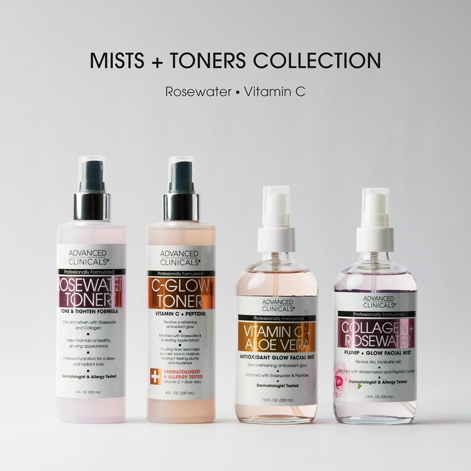 image:imageAdvanced Clinicals Vitamin C Glow Facial Mist Toner For Face W Rosewater Ferulic Acid amp Peptides Vitamin C Antioxidant Moisturizer Face Mist Provides Instant Skin Hydration NonGreasy 8 Fl OzVitamin C Toner