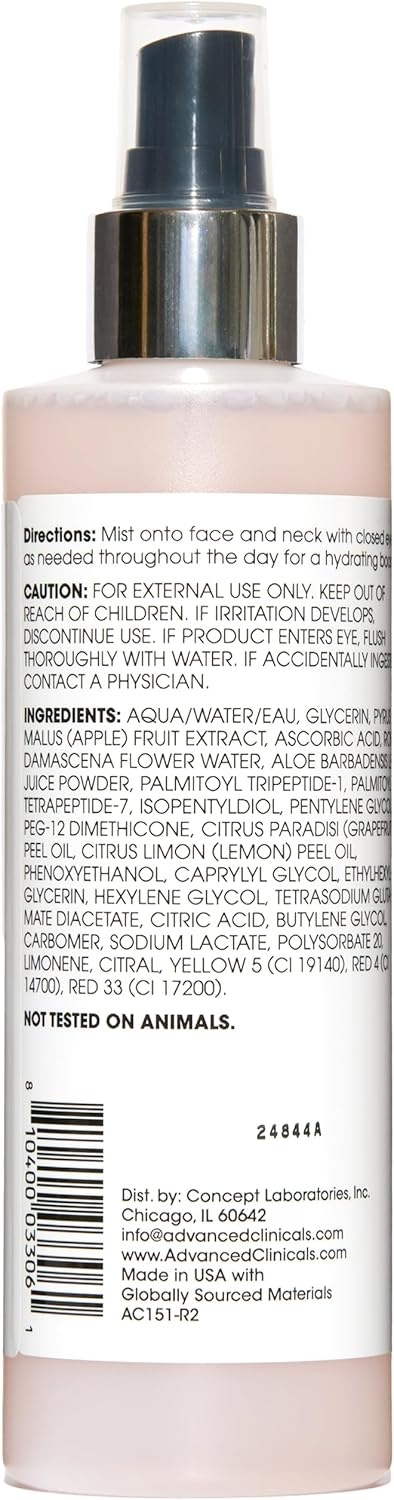 image:imageAdvanced Clinicals Vitamin C Glow Facial Mist Toner For Face W Rosewater Ferulic Acid amp Peptides Vitamin C Antioxidant Moisturizer Face Mist Provides Instant Skin Hydration NonGreasy 8 Fl OzVitamin C Toner