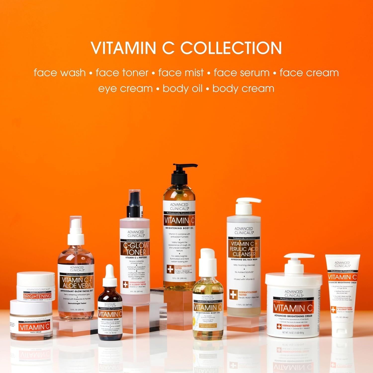 image:imageAdvanced Clinicals Vitamin C Glow Facial Mist Toner For Face W Rosewater Ferulic Acid amp Peptides Vitamin C Antioxidant Moisturizer Face Mist Provides Instant Skin Hydration NonGreasy 8 Fl OzVitamin C Toner