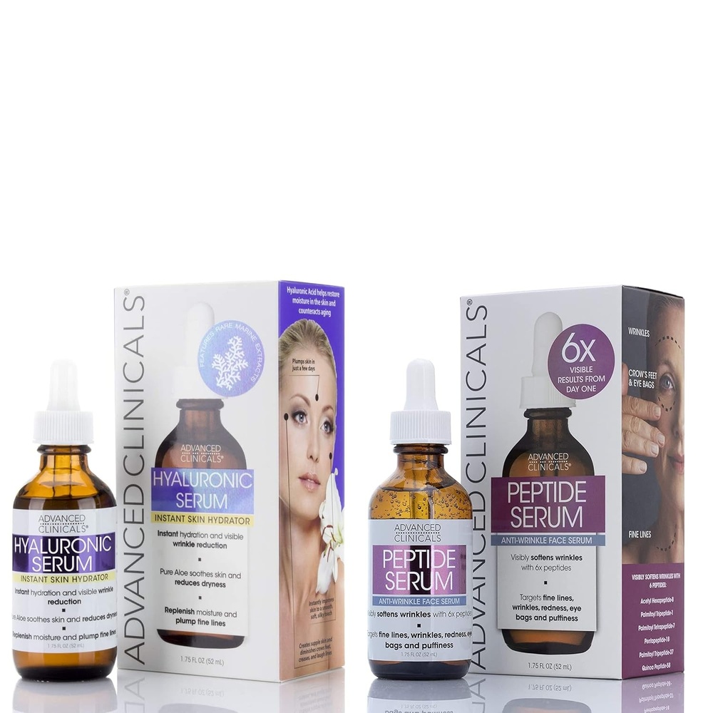 image:imageAdvanced Clinicals Rosehip Oil For Face With Vitamin E Botanicals Helps Improve Look Of Dark Spots Wrinkles Fine Lines amp Uneven Looking Skin Tone Moisturizing Skin Care Face Serum 18 Fl OzHyaluronic Peptide Serum Set