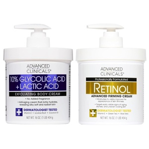 image:imageAdvanced Clinicals Brightening Vitamin C Body Cream  AHA Exfoliating 10 Glycolic Acid amp Lactic Acid Lotion 2PC Skincare Set For Women amp Men To Reduce Appearance Of Dark Spots amp Uneven Skin Tone10 Glycolic Acid  Retinol Cream Set